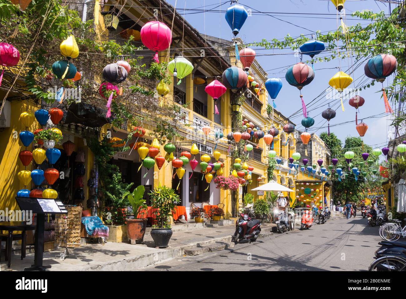 Vietnam Hoi An Colourful Street Decorated With Lanterns In Hoi An Vietnam Hoi An Colourful Street Decorated With Lanterns In Hoi An
