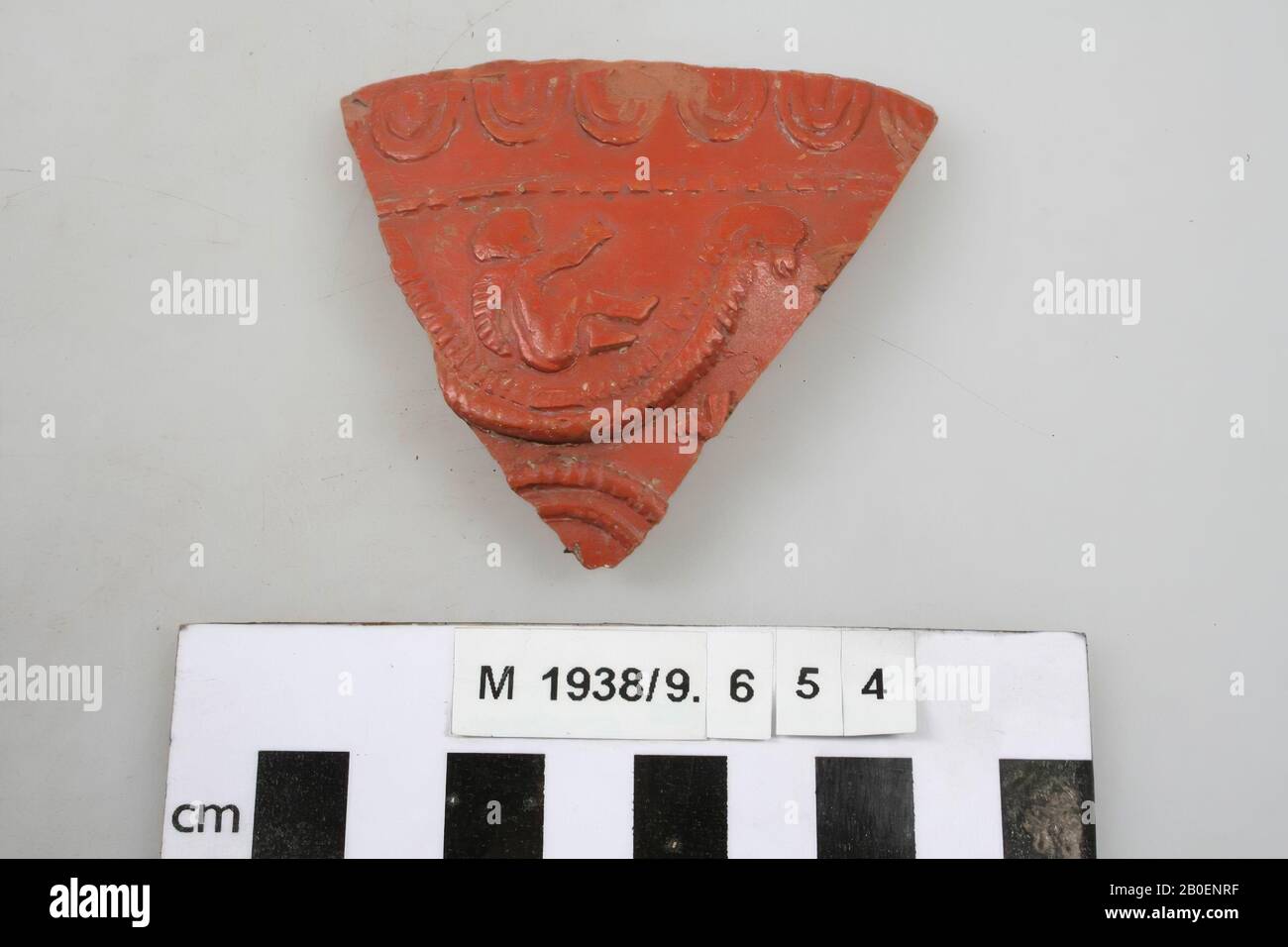 1 shard, fragment, pottery, terra sigillata, roman, Germany, Rheinland-Pfalz, Ahrweiler, Sinzig Stock Photo