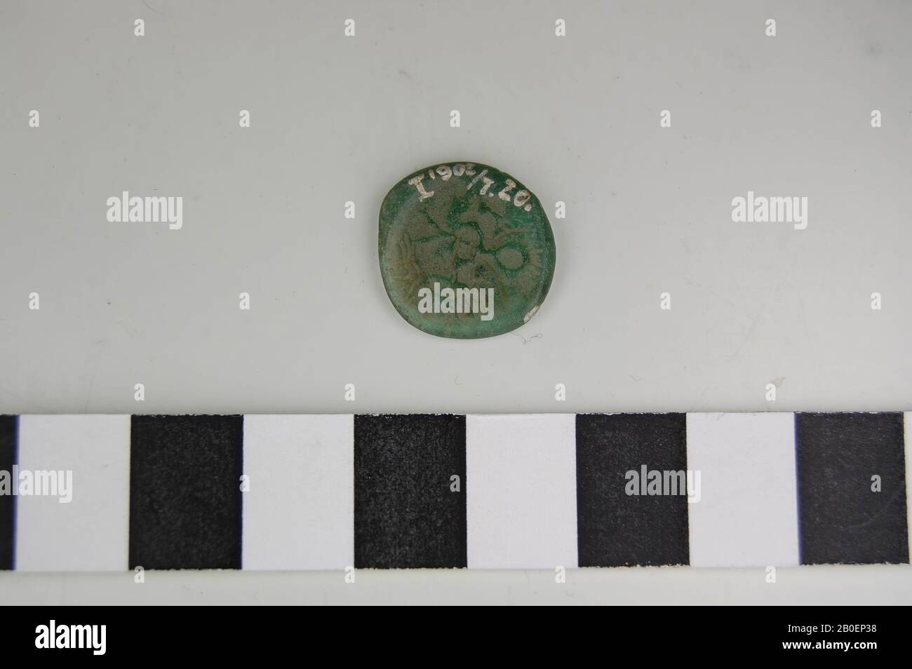 medallion, glass, Diam. 1.72 cm, H. 0.28 cm, wt. 1.16g, Byzantine, Turkey Stock Photo