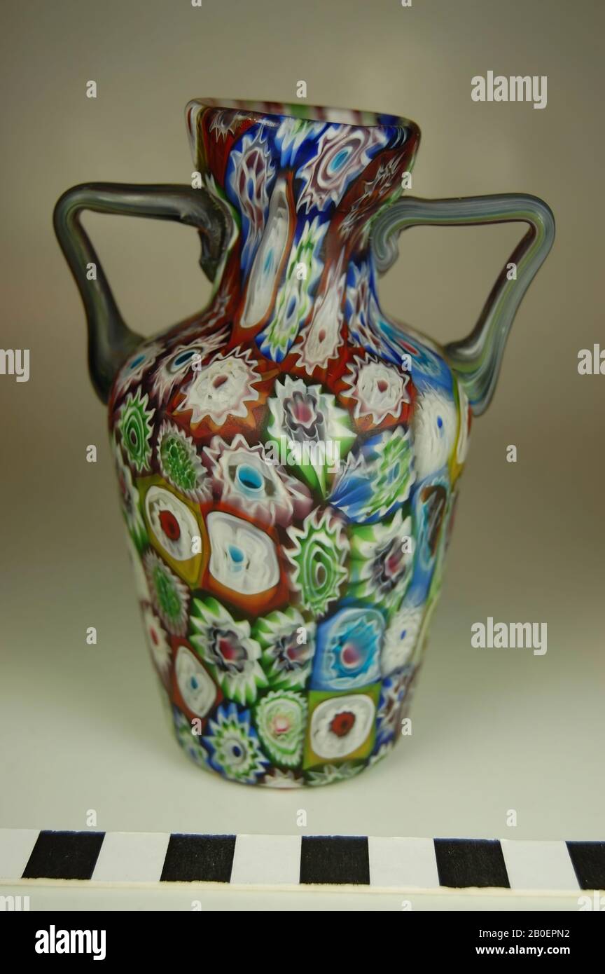 Classical antiquity, vase, millefiori, glass, 10.7 cm, modern Stock Photo