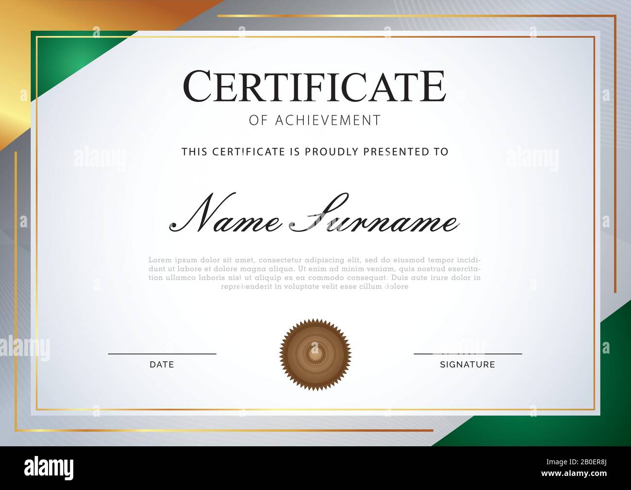 certificate with gold and gradient background Stock Vector