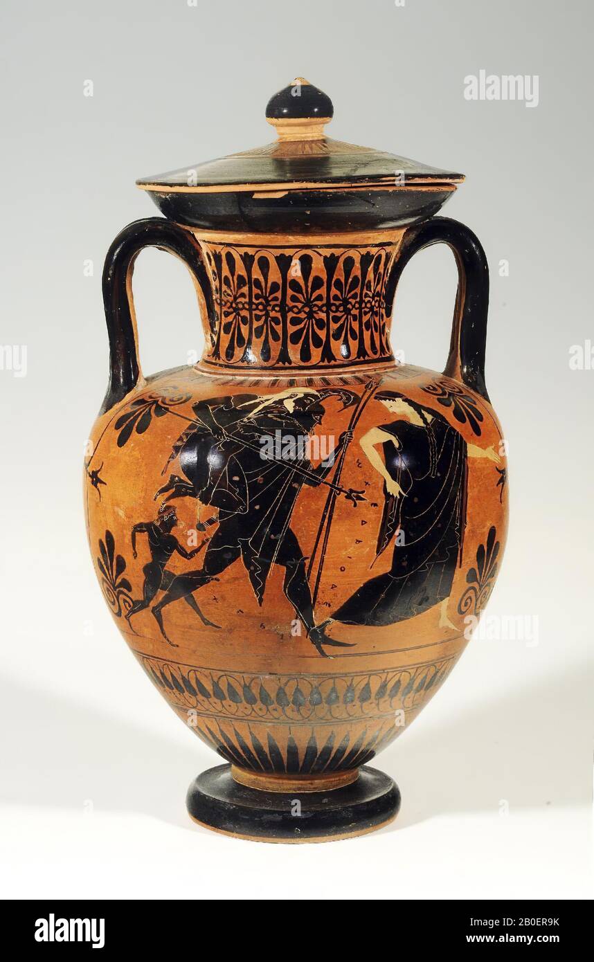 Attic blackfigure neckamphora with member. Decoration of A. Aeneas