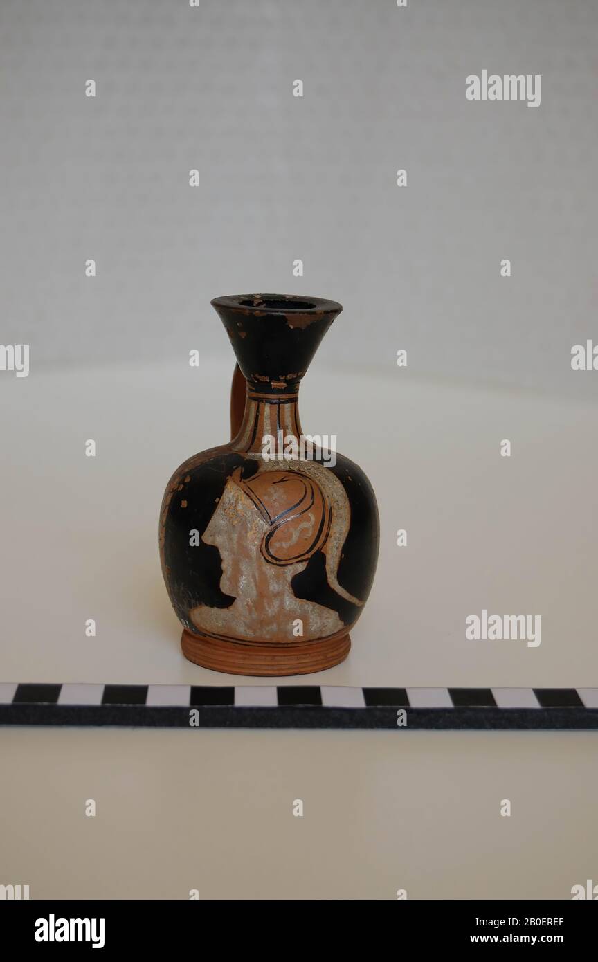 Classical antiquity, vase, lekythos, belly lekythos, aryballos, earthenware, red-shaped, Attic, 8.5 cm, ø 5.3 cm, classical, red-shaped, Attic -400, -350, Libya Stock Photo