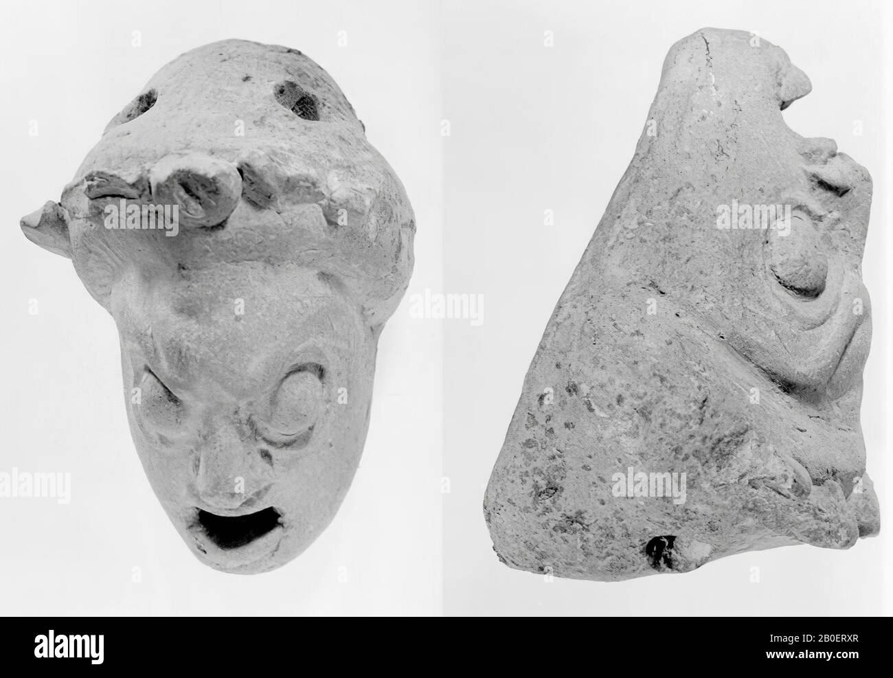 mask, tragedy mask, earthenware, terracotta, 6.7 cm, hellenistic -300 Stock Photo