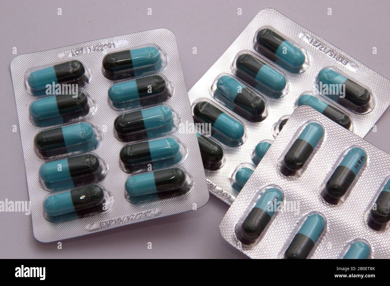 Bubble packs of Amoxicillin or Penicillin tablets or pills Stock Photo