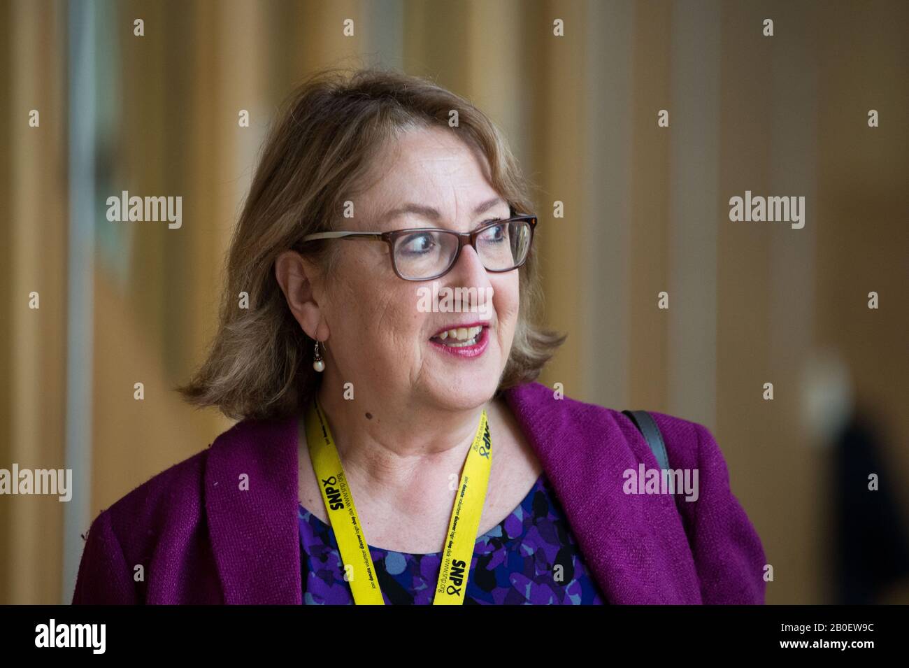 Edinburgh, UK. 20th Feb, 2020. Pictured: Annabelle Ewing MSP - Scottish National Party MSP for Cowdenbeath. Scenes from First Ministers Questions at the Scottish Parliament in Holyrood, Edinburgh. Credit: Colin Fisher/Alamy Live News Stock Photo