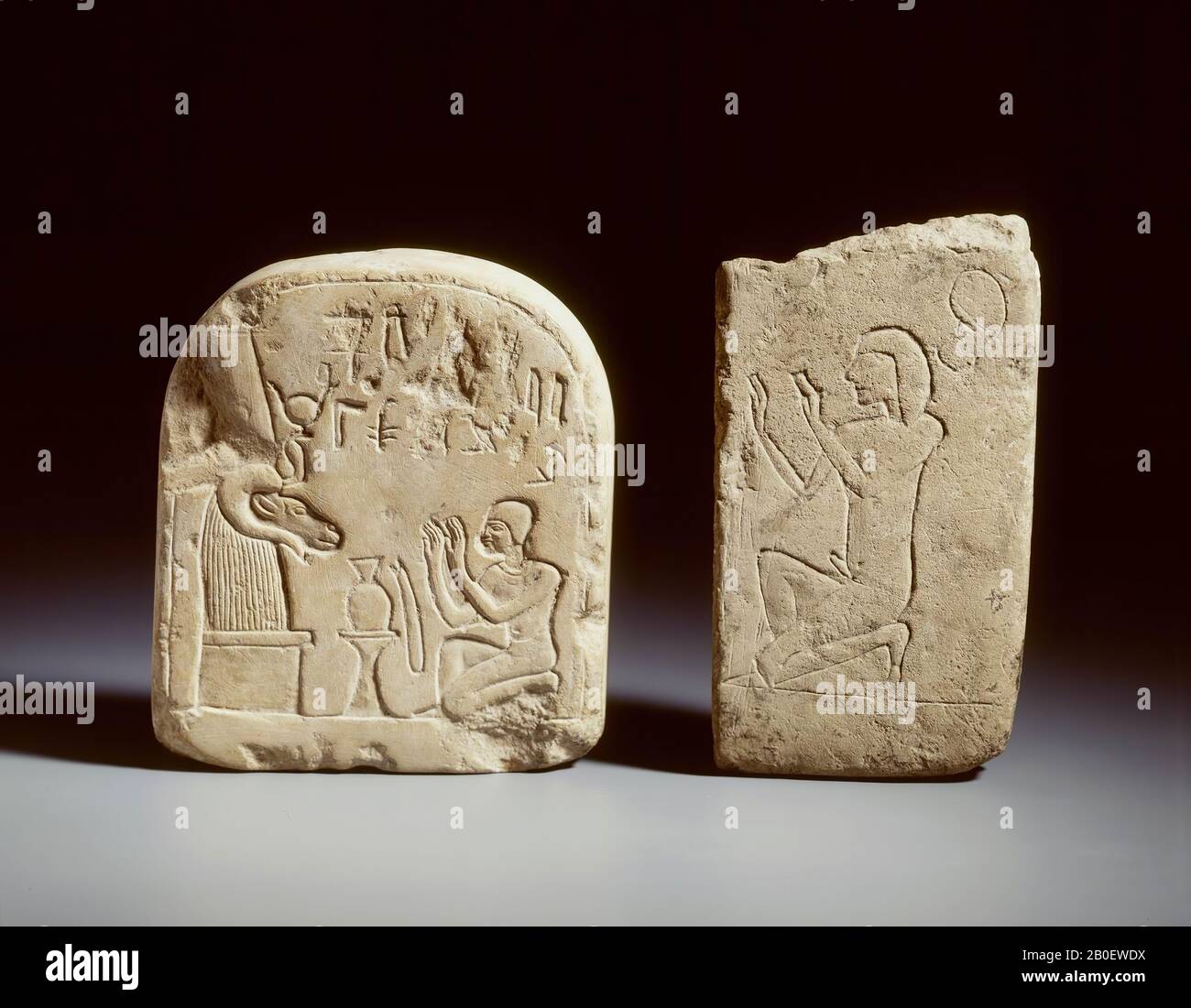 unreadable, round arch, stele, limestone, 14 x 12 x 3.8 cm, New Kingdom, 19th-20th Dynasty, Ramessidische Period, Egypt Stock Photo