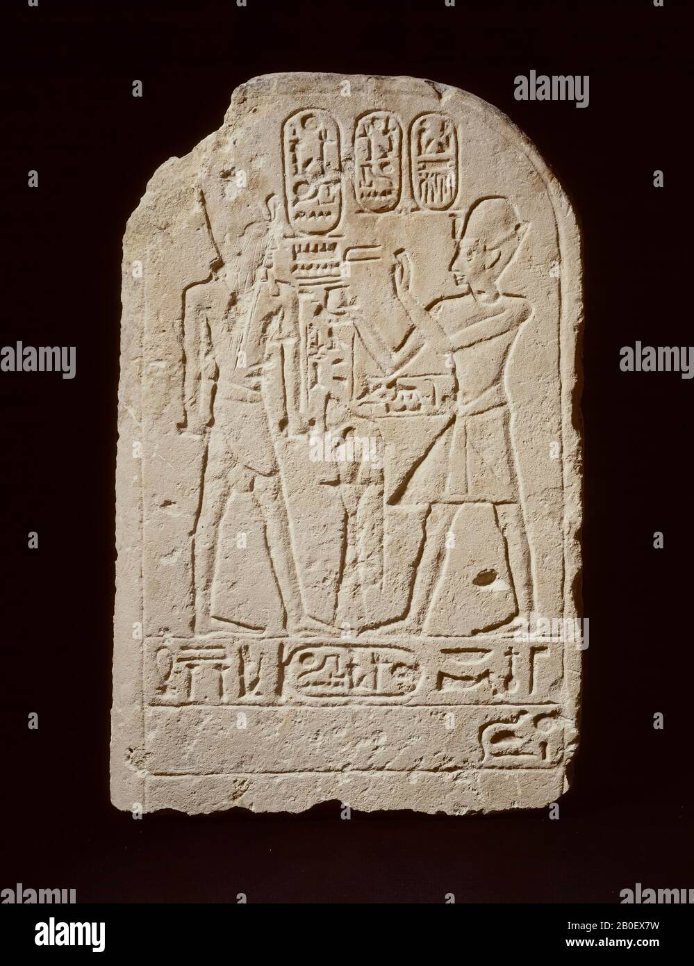 Ramses II, round arch, stele, limestone, 70 x 45 x 4 cm, c. 30 kg, New Kingdom, 19th Dynasty 1307-1196 BC, Egypt Stock Photo