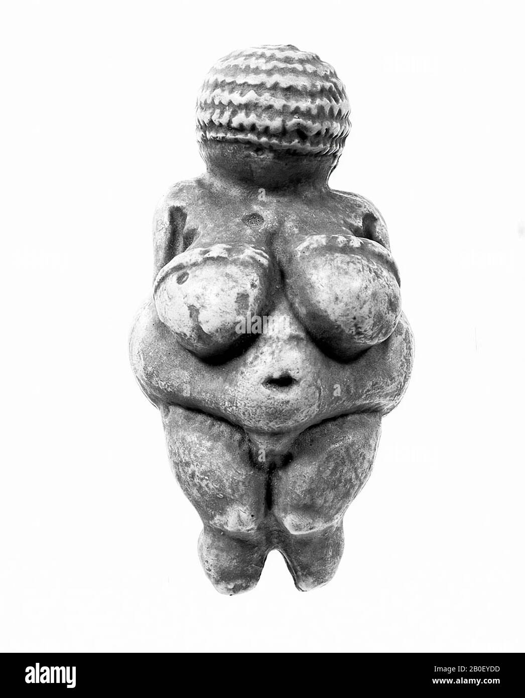 Plaster cast of a figurine of a female figure (Venus van Willendorf), standing on a support, casting, female figure, Venus, plaster, 10.8 x 5.7 x 4.7 cm, prehistory, Austria, unknown, unknown, Willendorf Stock Photo