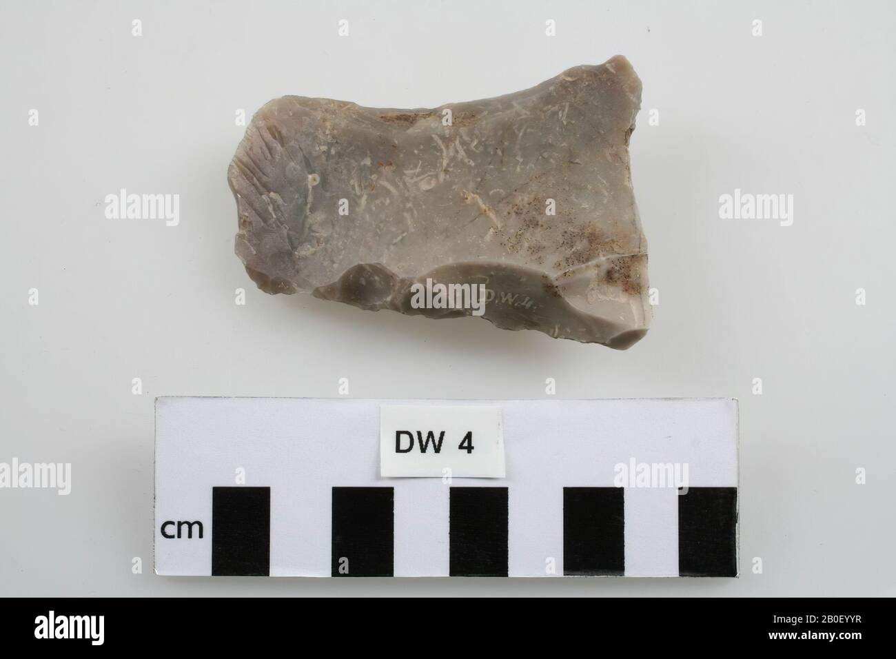 Flint splitting tool., Tool, splitting tool, stone, flint, 1.5 x 6 x 8.5 cm, prehistoric, Denmark, Sjaeland, unknown, unknown Stock Photo