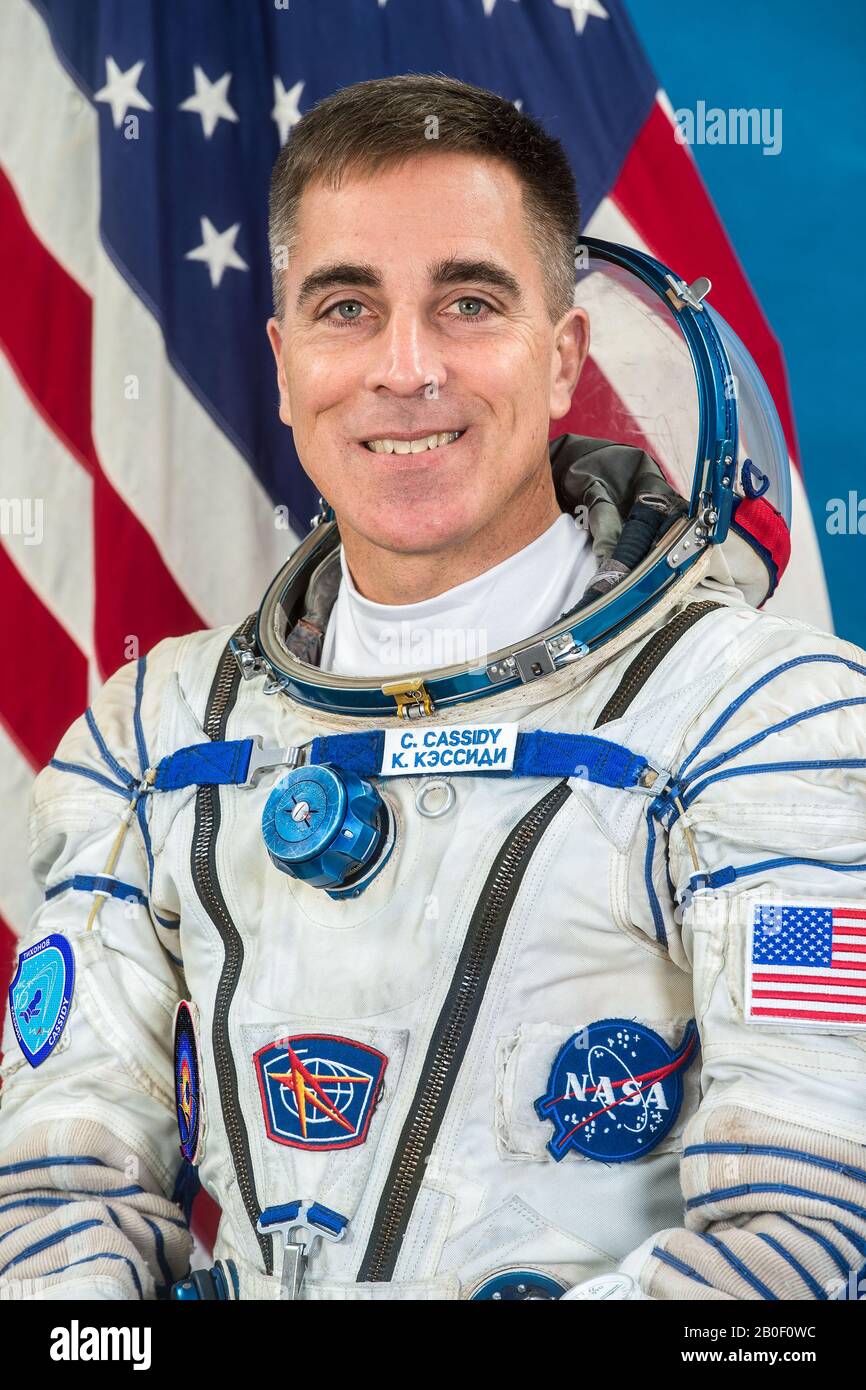 Expedition 63 crew portraits from GCTC.  Prime Crewmembers Flight Engineer Chris Cassidy of NASA. Picture: Geopix/ROSCOSMOS/Andrey Shelepin Stock Photo