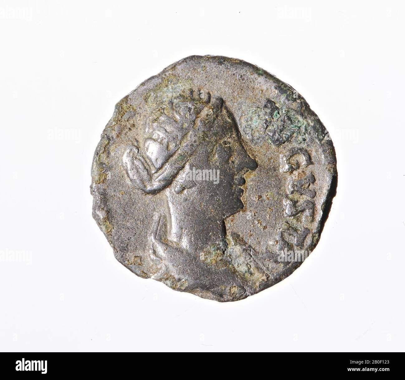 Fig.: draped bust, n.r., LVCILLA - AUGUSTA, Kz: Pudicitia n.l. sitting, PUDIC - ITIA, coin, denarius, Lucilla Stock Photo