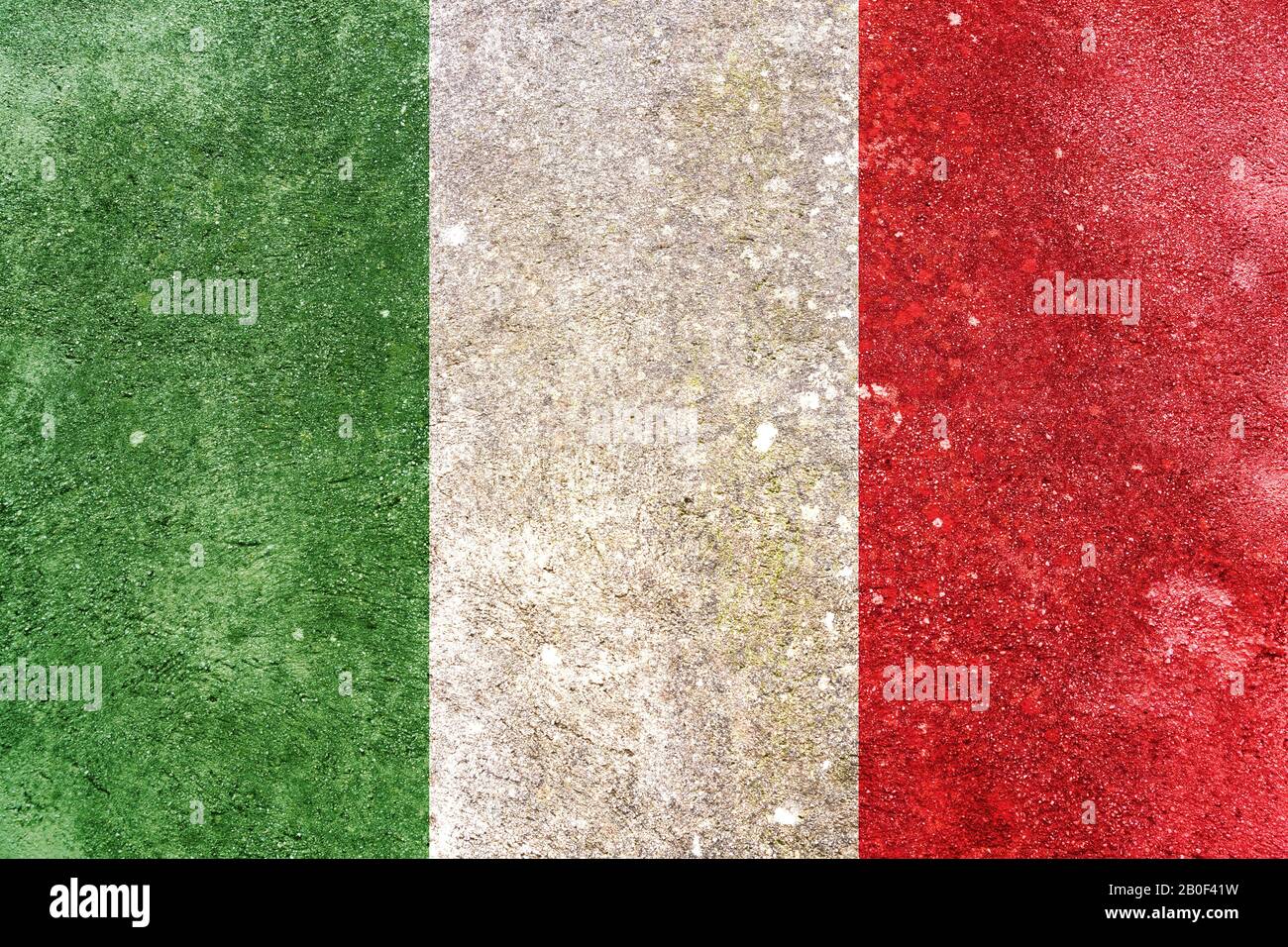 Italy flag on wall. Italian flag painted on a grunge dirty wall. Italy, italian language and culture concept Stock Photo
