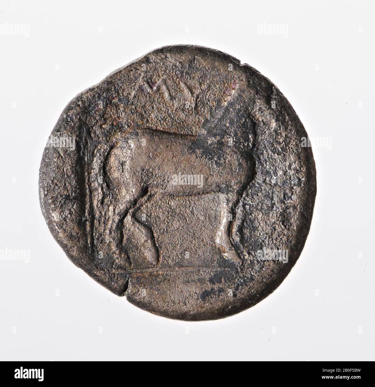 Vz: Herakleskop with lion scale, Kz: horse in square r., AMY-NTA, coin, didrachme, Amyntas III, Macedonia, metal, silver, Diam. 20 mm, wt. 6.56 gr, gr BC 389-383, unknown, unknown, unknown, unknown Stock Photo