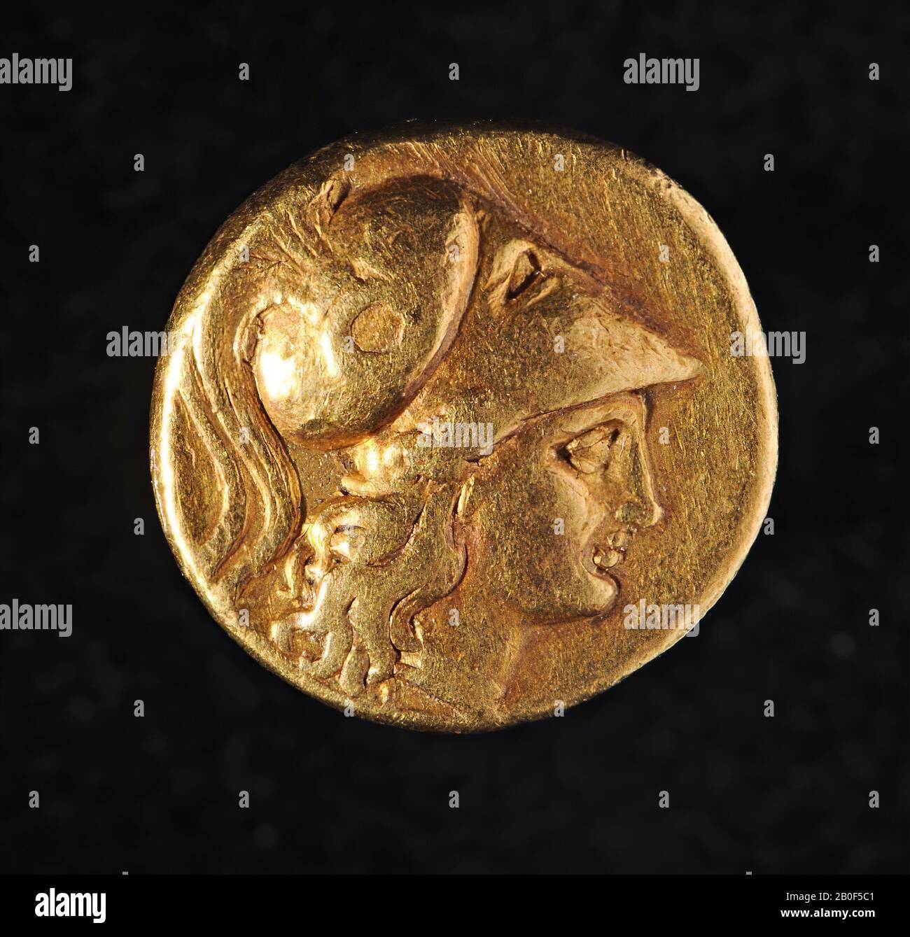 Vz: helmeted Athenakop r., Hose on helmet, Kz: Nike n.l. with wreath and  stylis, monogram, ALEXANDROU, coin, stater, Alexander III, Macedonia,  metal, gold, diam. 17 mm, wt. 8,544 gr, gr 323-250 BC,