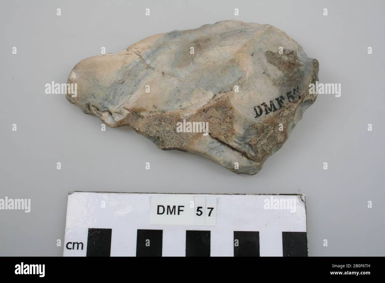 Roughly worked flint lance, spit, white, spear, stone, flint, 10.9 x 6.8 x 1.7 cm, prehistoric, France, unknown, unknown, Levallois Perret Stock Photo