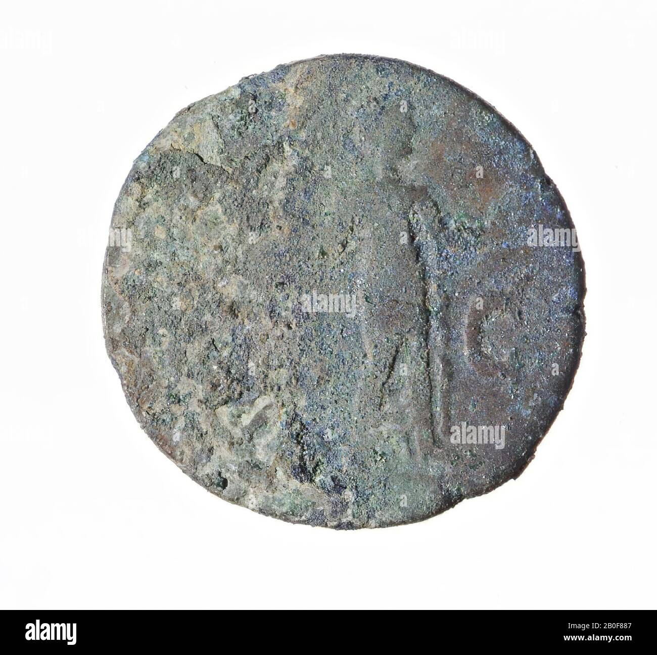 Classical antiquity, coin, ash, Claudius I, metal, copper, Diam., 27 mm, wt., 9.42 gr, roman 41-54, Italy Stock Photo