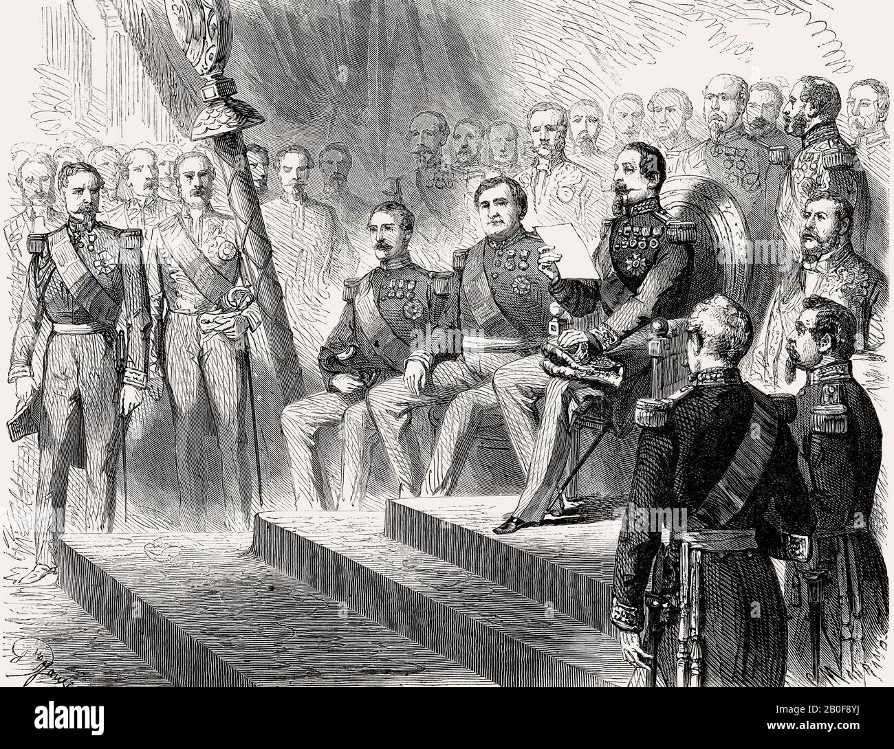 Chamber of Deputies, opening of the legislative session by Louis-Napoléon Bonaparte, Napoleon III, Second French Empire, 1863 Stock Photo