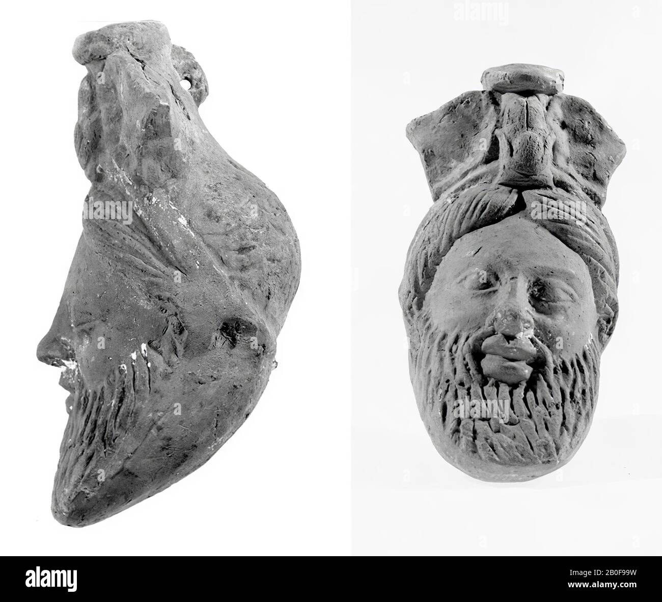 rhyton, man's head, votive statue, terracotta, 12.5 cm, Greco-Roman Period, Roman imperial period, Egypt Stock Photo