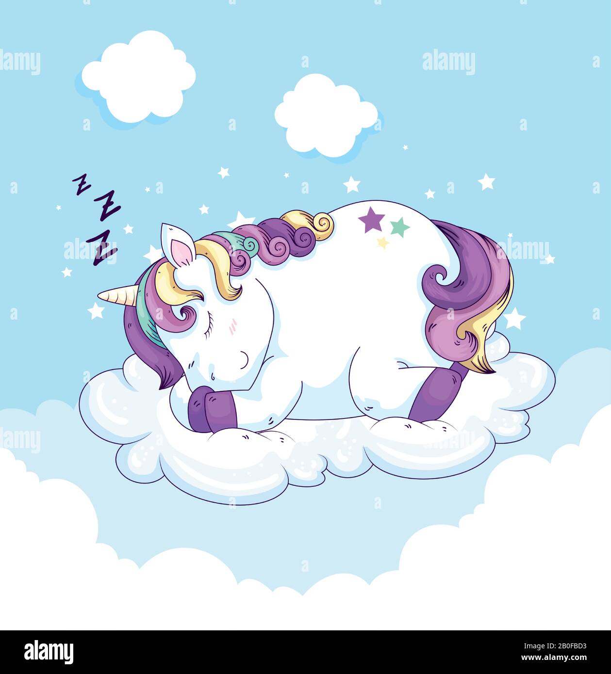 cute unicorn sleeping in cloud Stock Vector Image & Art - Alamy