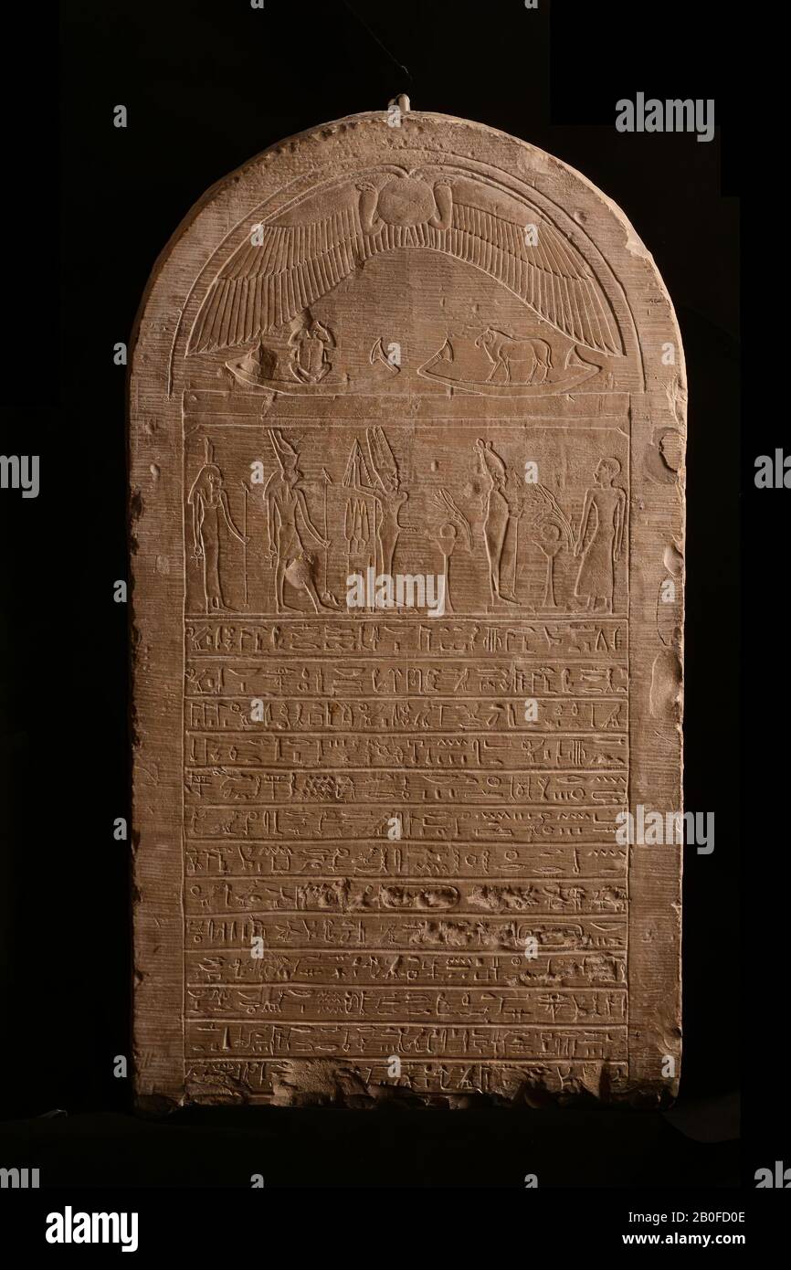 Hor, round arch, stela, limestone, 96 x 53.5 x 13 cm (37 13 Stock Photo