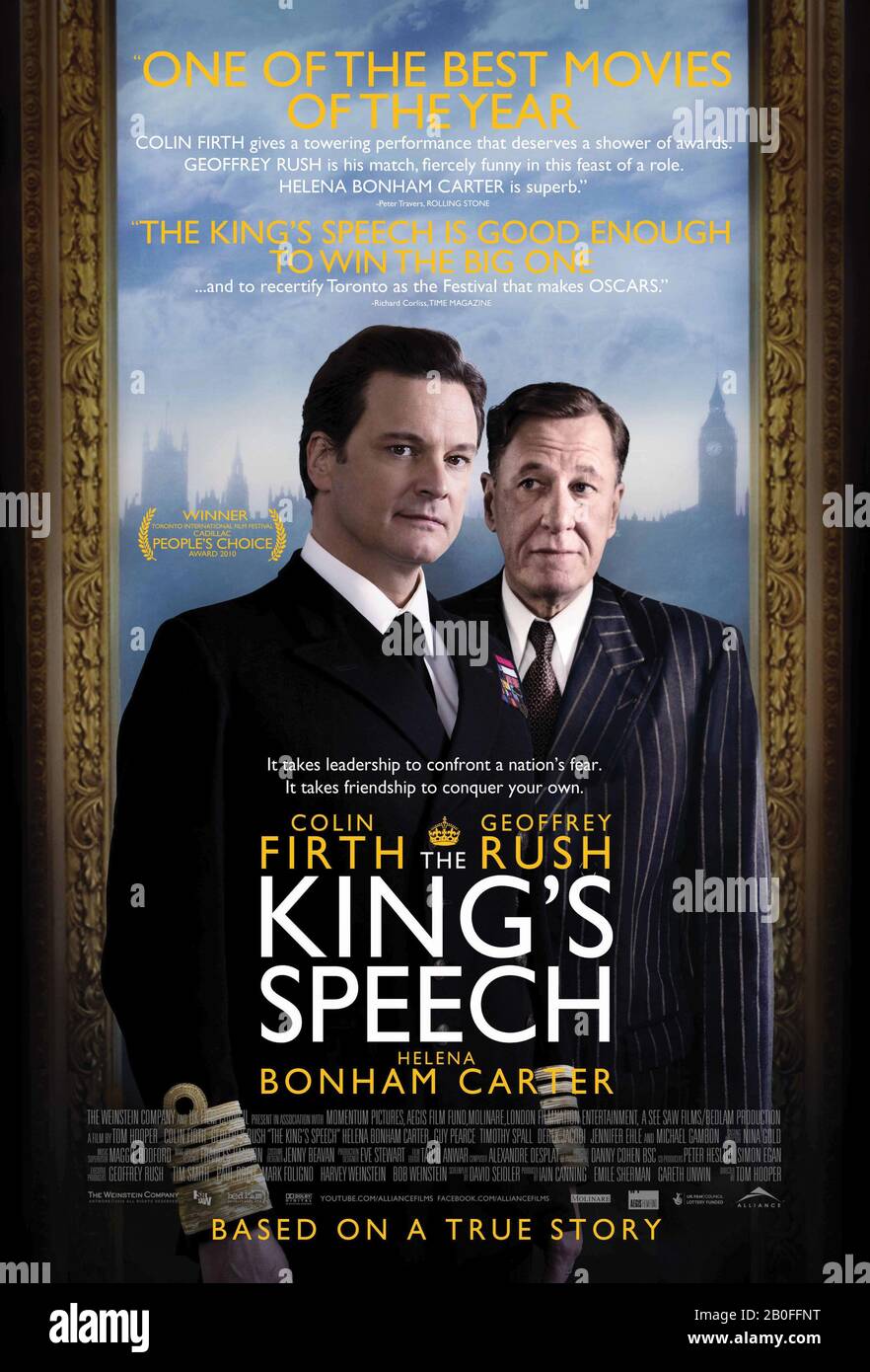 The King's Speech Year : 2010 UK / USA Director : Director : Tom Hooper Colin Firth, Geoffrey Rush Movie poster (UK)  Oscar best film 2011 Stock Photo
