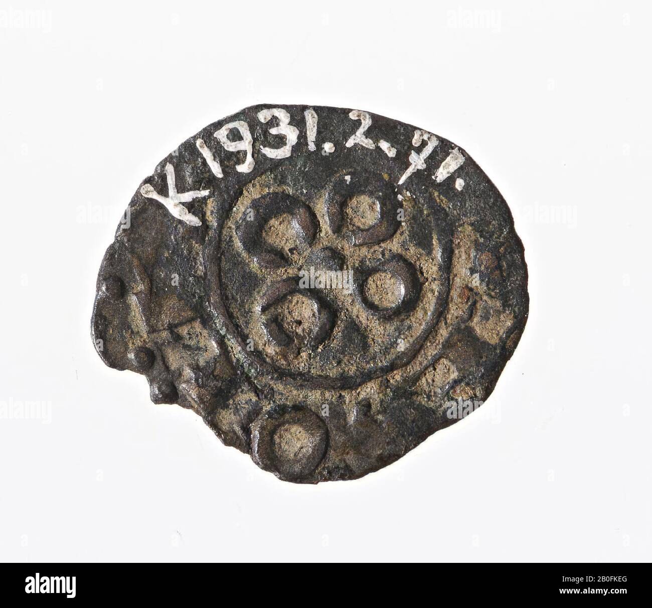 coin, metal, bronze, lmeb 1200-1300, Italy Stock Photo