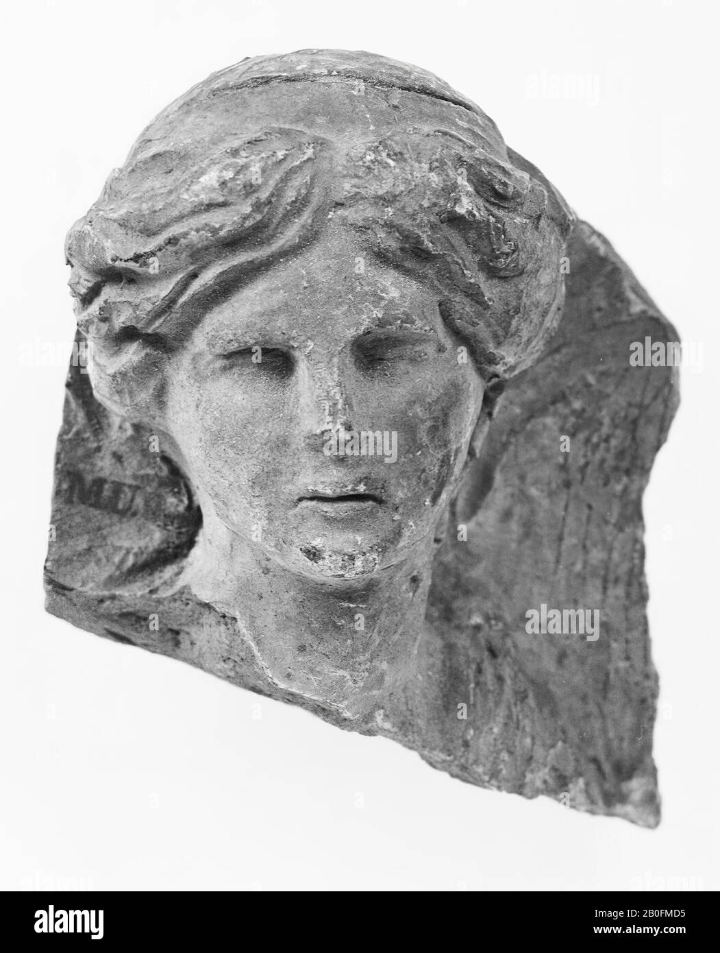 The Netherlands Middle Ages, fragment of relief plate, female head, earthenware, red fired, 6.3 x 5.6 cm, nt 1700-1880, the Netherlands, Limburg, Maastricht, Maastricht Stock Photo