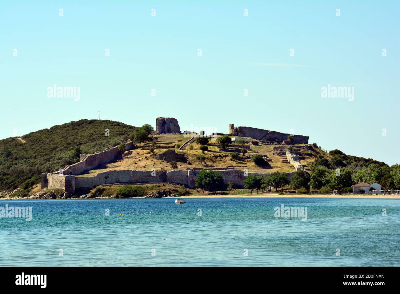 Greece, Kavala, castle Anaktoroupoli in Nea Peramos Stock Photo