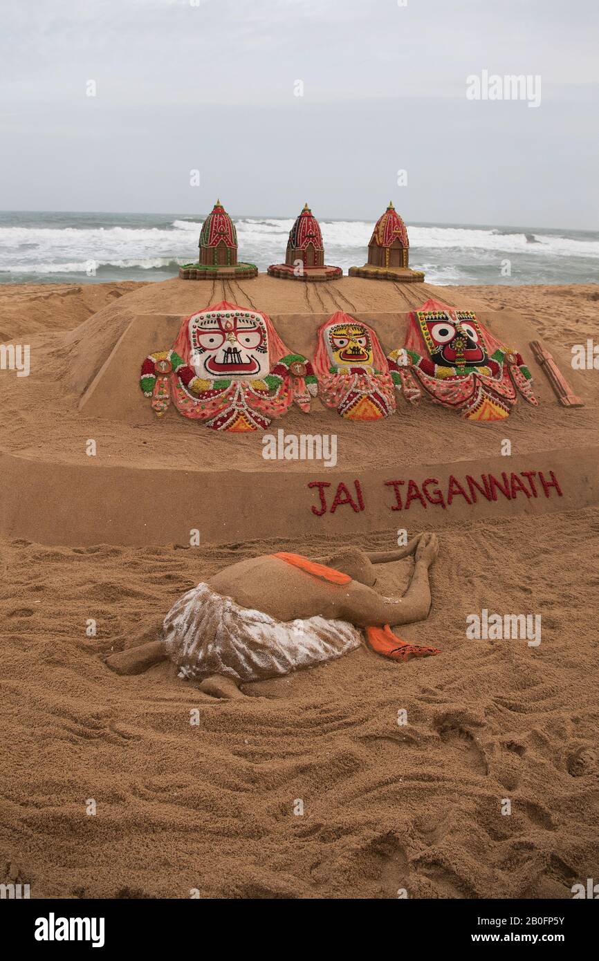 The image of Sand art at Rath Yatra in Puri, Odisha, India, Asia Stock