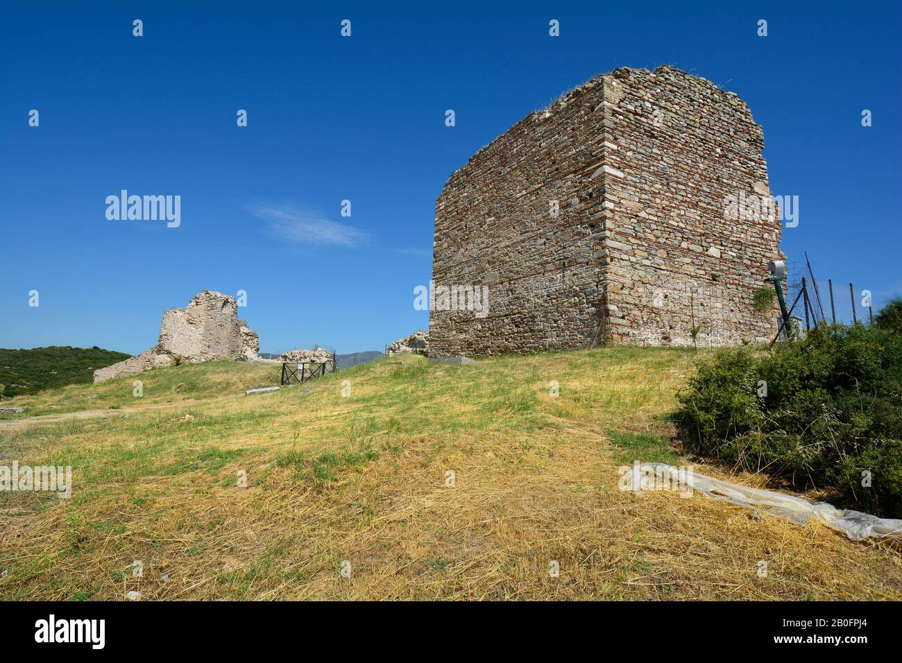 Greece, Kavala, bycantine castle Anaktoroupoli in Nea Peramos Stock Photo