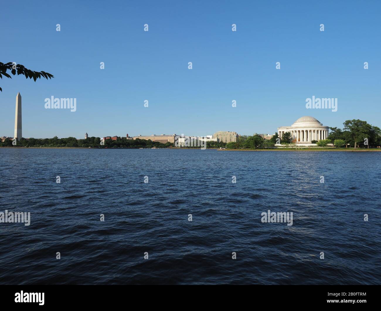 Washington Monument and the Thomas Jefferson Memorial. Stock Photo