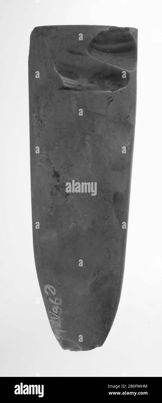 polished hatchet of gray flint, ax, stone, flint, length: 8.4 cm, prehistoric -4000 Stock Photo