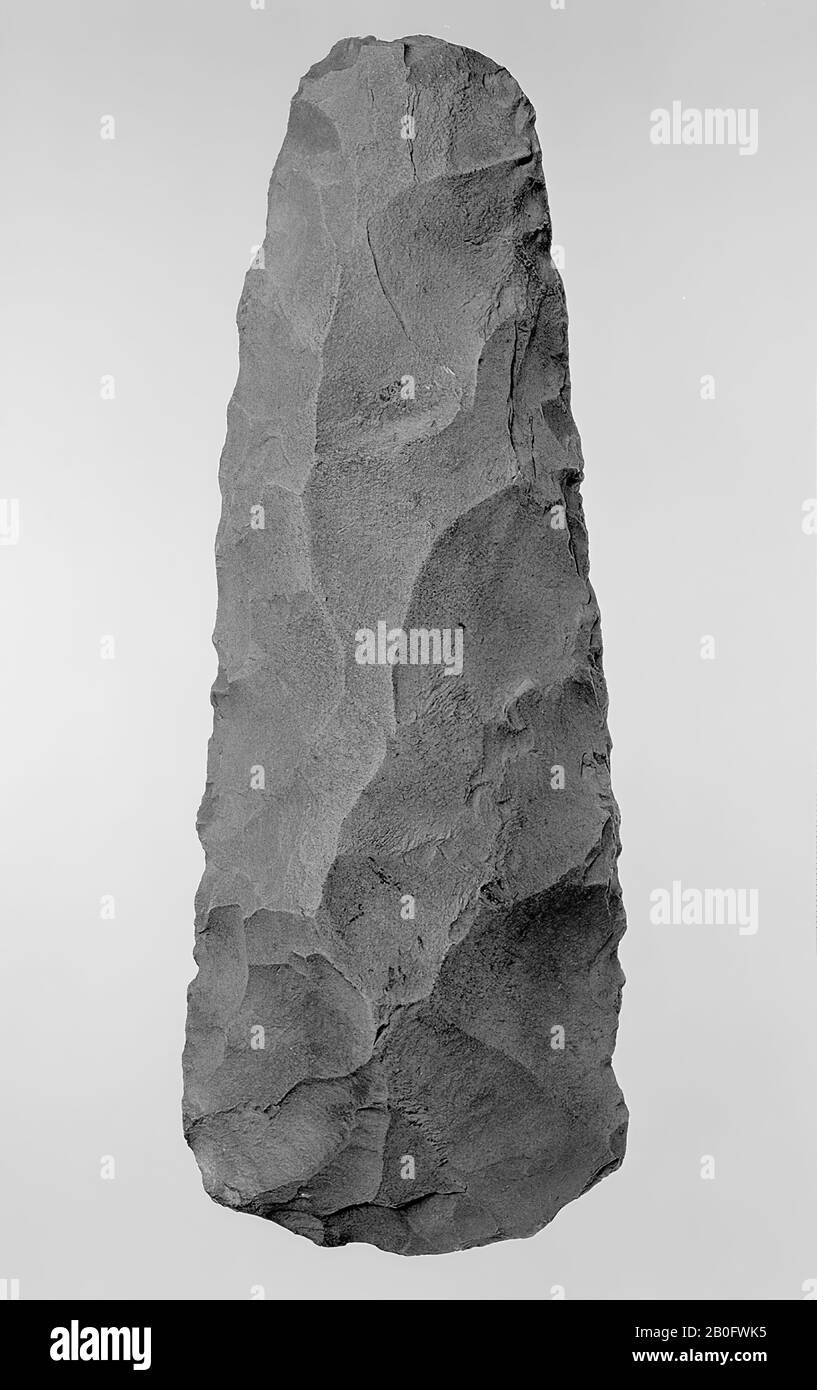 chisel of brown flint, roughly worked, only chopped, uncut, ax, stone, flint, length: 22.4 cm, prehistoric -4000 Stock Photo