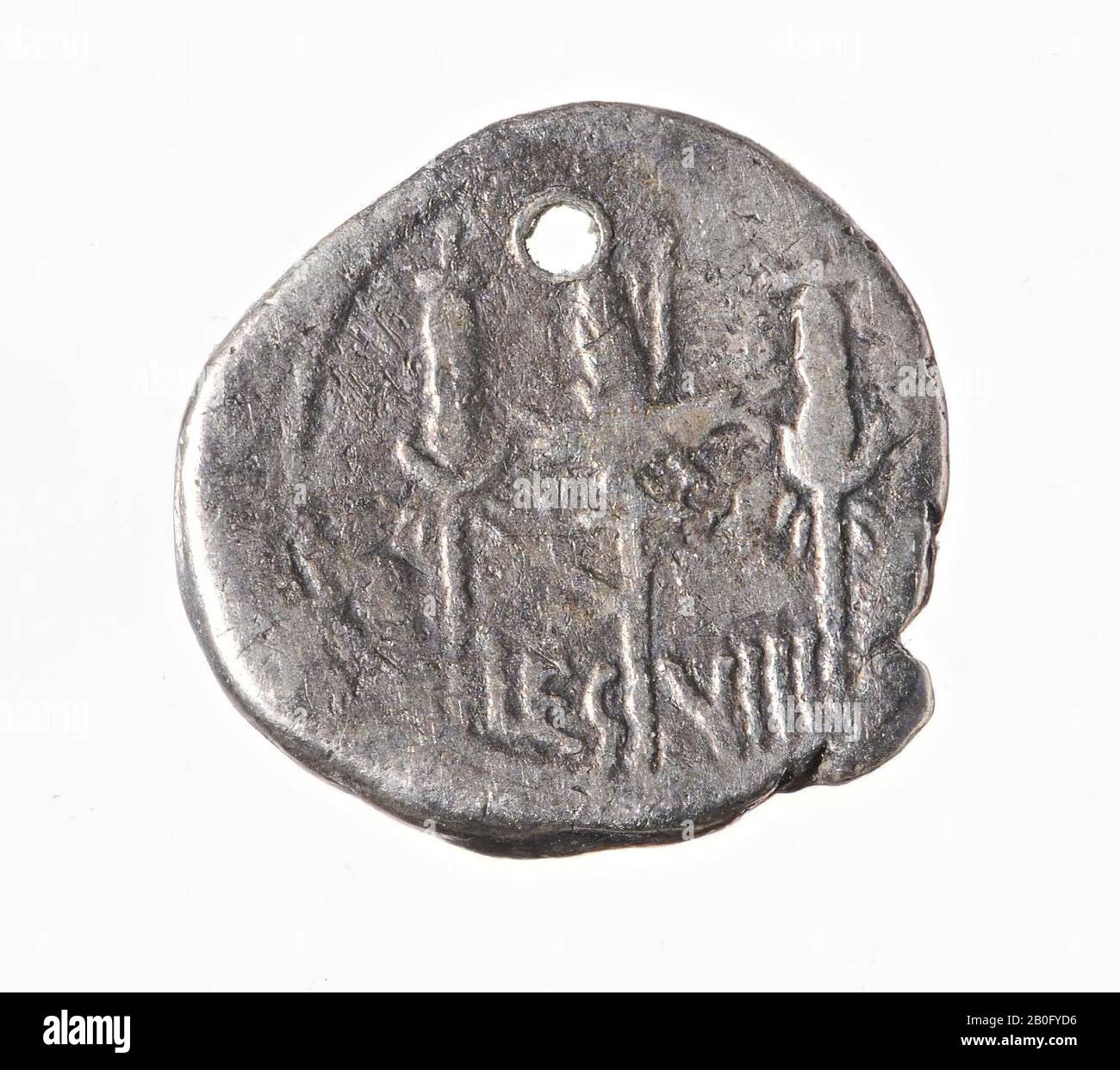 Classical antiquity, coin, denarius, Marcus Antonius, metal, silver, Diam., 18 mm, wt., 3.16 g, Roman BC 32-31 Stock Photo