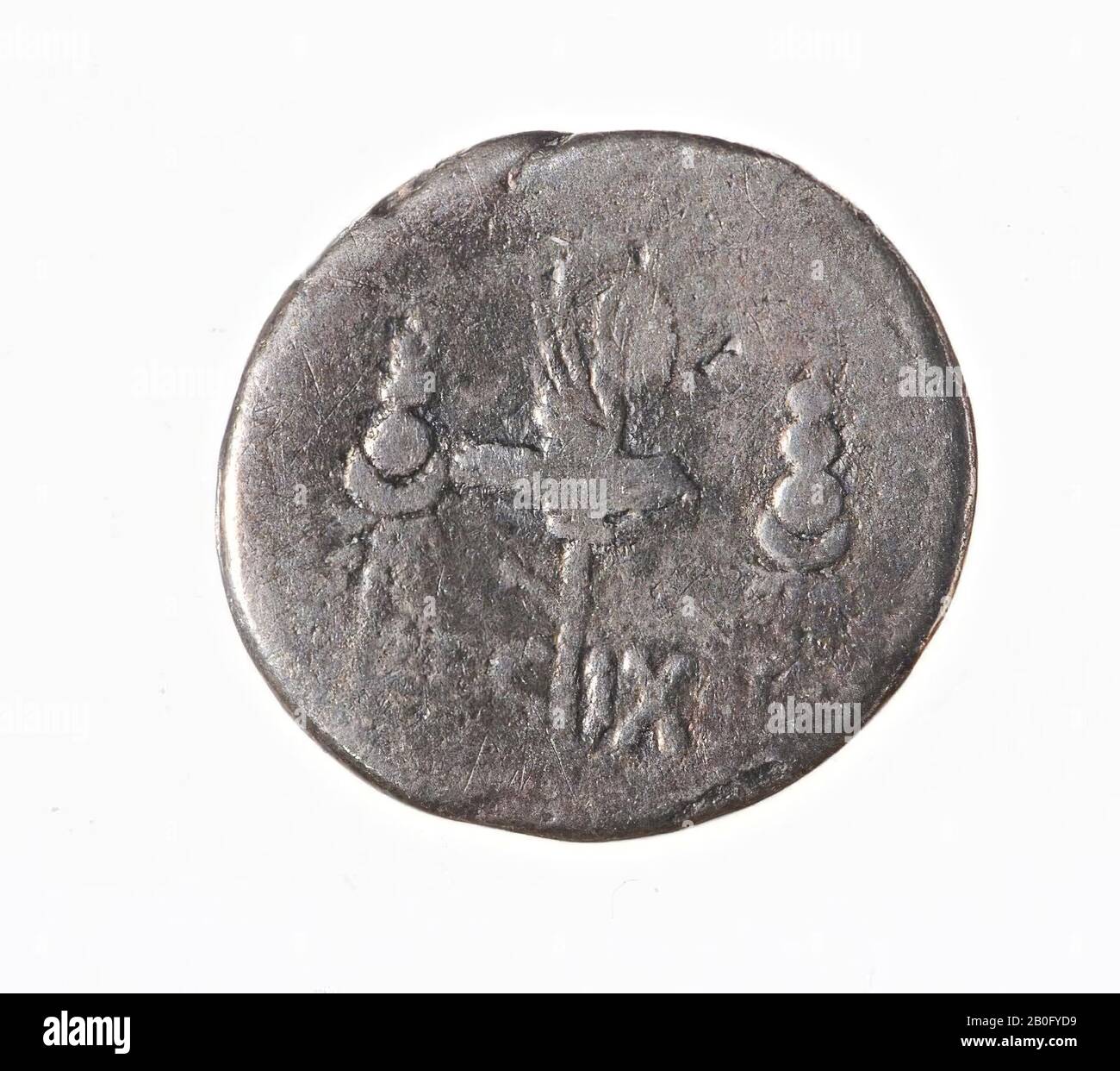 Classical antiquity, coin, denarius, Marcus Antonius, metal, silver, Diam., 17 mm, wt., 3.11 g, Roman BC 32-31 Stock Photo
