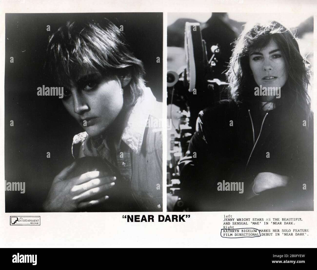 KATHRYN BIGELOW (R) ON SET NEAR DARK (1987) JENNY WRIGHT (L)  ENTERTAINMENT FILMS/MOVIESTORE COLLECTION LTD Stock Photo
