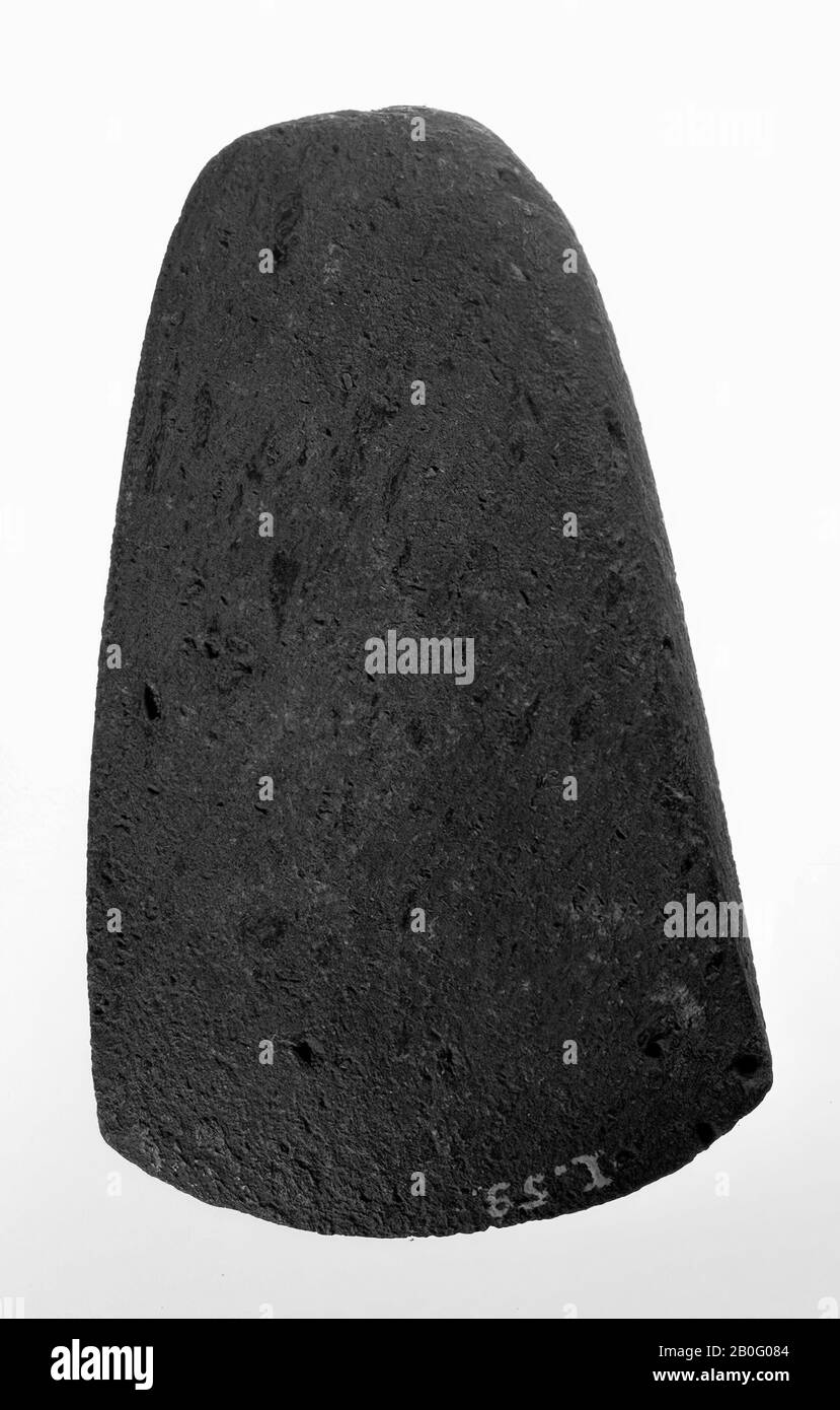 polished ax of granite, ax, stone, length: 7.6 cm, prehistoric -4000 Stock Photo