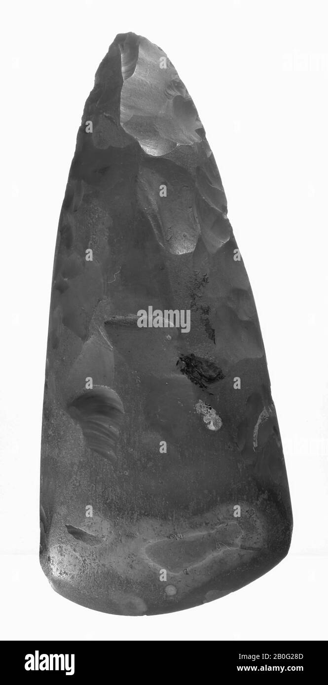 ax of brown flint with an oval cross section, ax, stone, flint, length: 14.2 cm, prehistoric -4000 Stock Photo