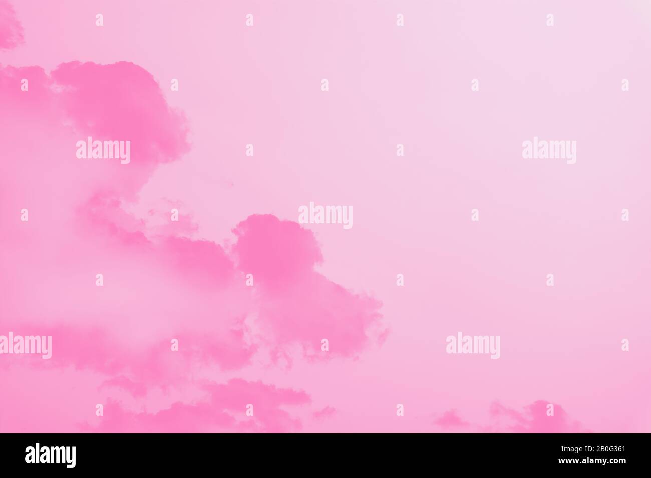 Pastel pink sky background with pink clouds. Pink watercolor abstract