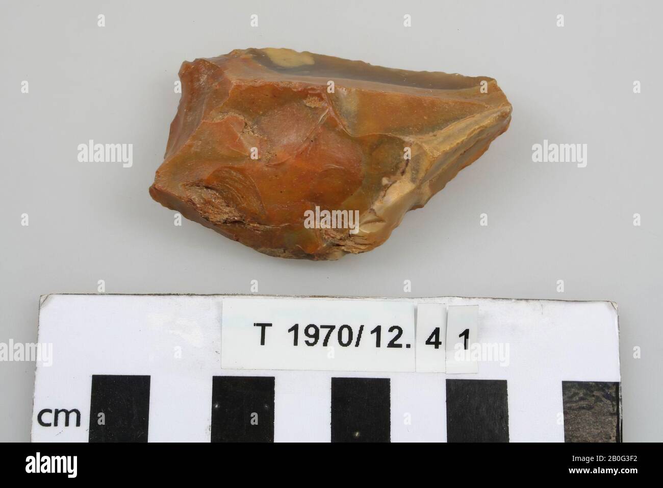 Flint tool, tool, stone, flint, 6,4 x 3,9 x 2,8 cm, prehistoric, England, unknown, unknown, Swanscombe Stock Photo