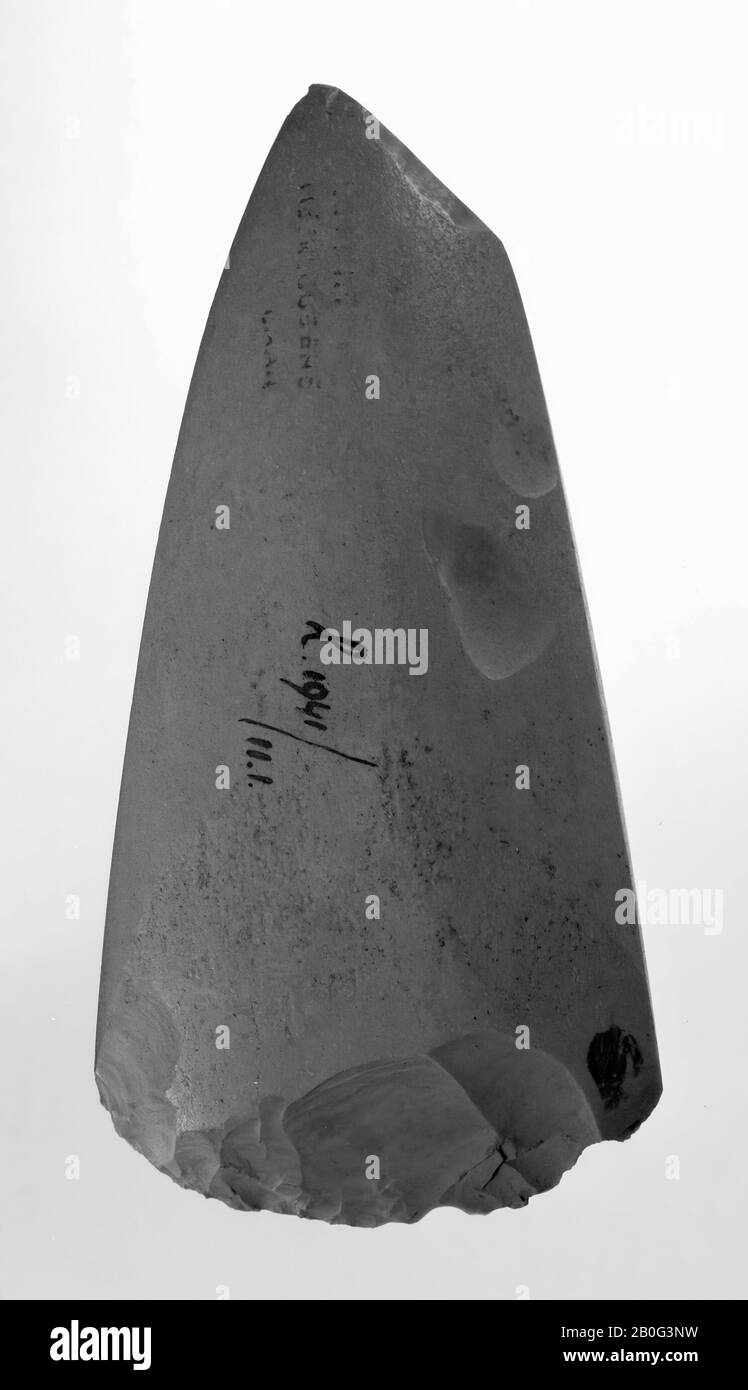 Neolithic polished and subsequently retouched flint ax, ax, stone, flint, 12.5 x 6.5 cm, prehistoric -4000 Stock Photo