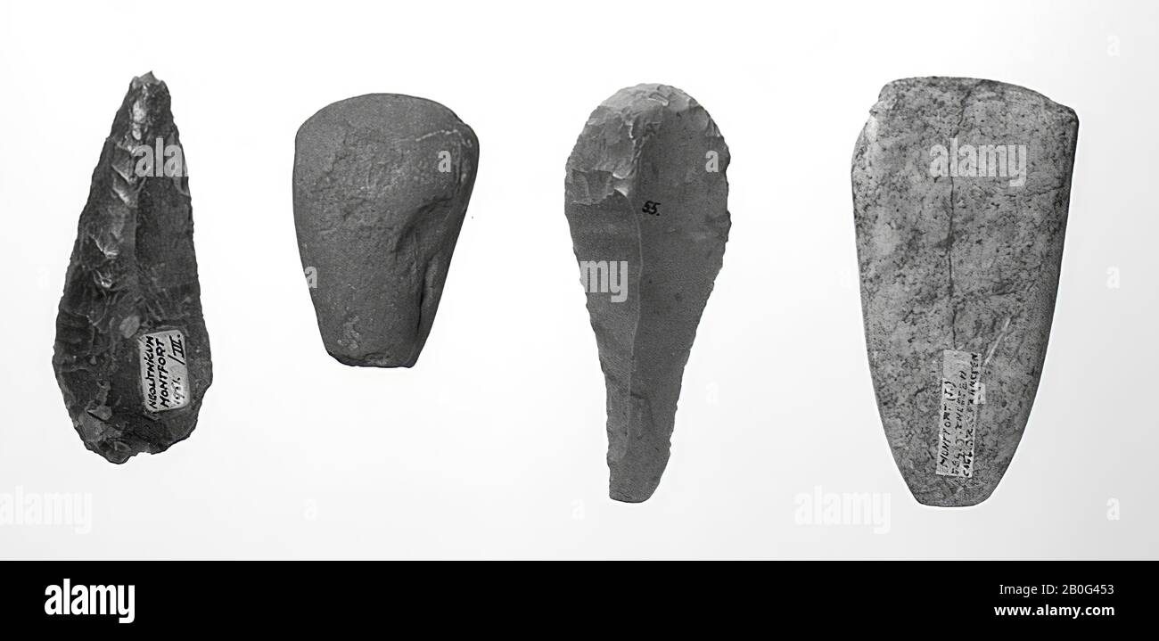 polished flint ax, ax, stone, 8,8 x 4,6 cm, prehistoric -4000 Stock Photo