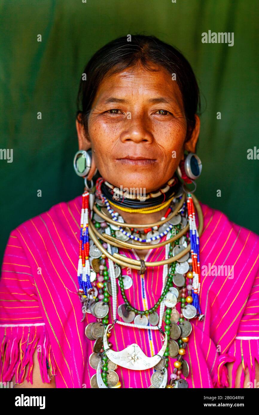 A Portrait Of A Woman From The Kayaw Ethnic Group, Htay Kho Village ...