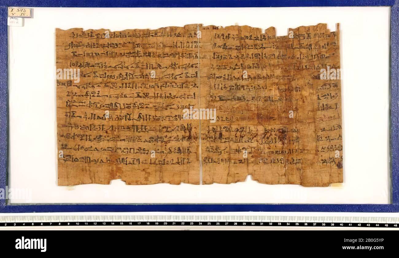Egypt, handwriting, hieratic, papyrus, 18.7 x 32.6 cm Stock Photo