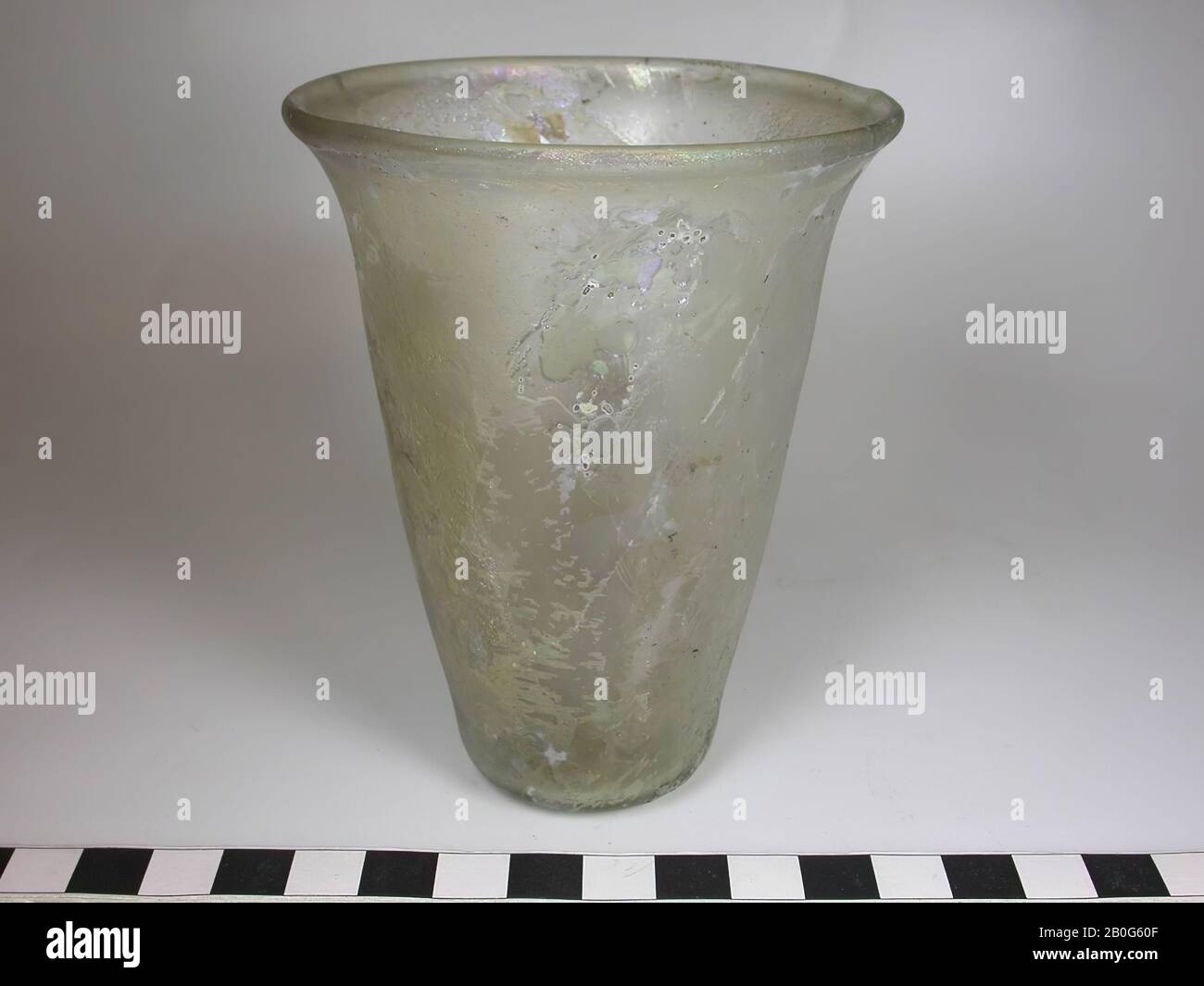 Cup of slightly bluish (white) glass, tapering downwards. Blown, cup, glass, height: 10.2 cm, Germany Stock Photo