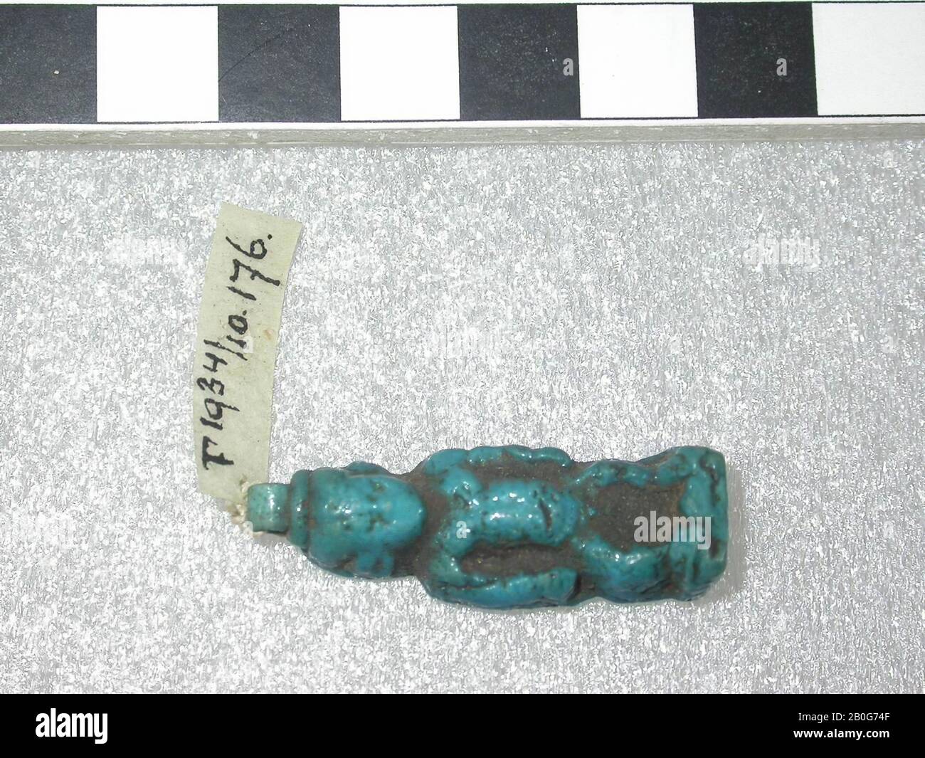 pataeke, standing, amulet, god, faience, Height: 3.8 cm, Egypt Stock Photo