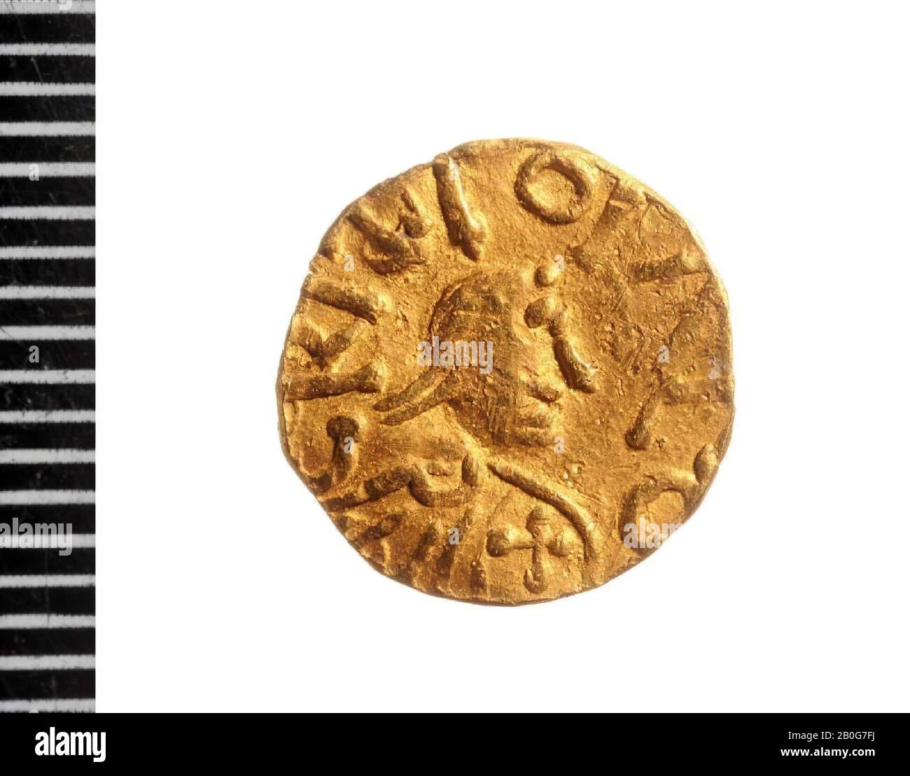 triens, that. 590-610, f. bust to the right, CRIZTOIALO, kz. 6-armed cross, IOMESPORTO, coin, triens, metal, gold Stock Photo