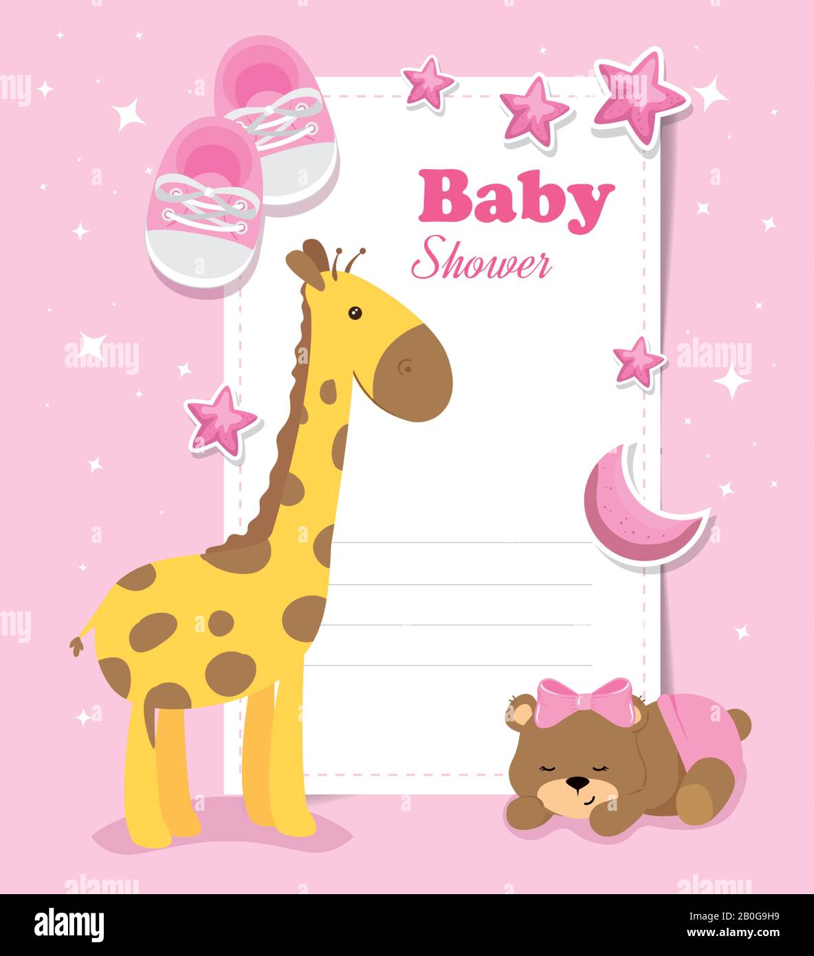 baby shower card with giraffe and icons Stock Vector Image & Art - Alamy