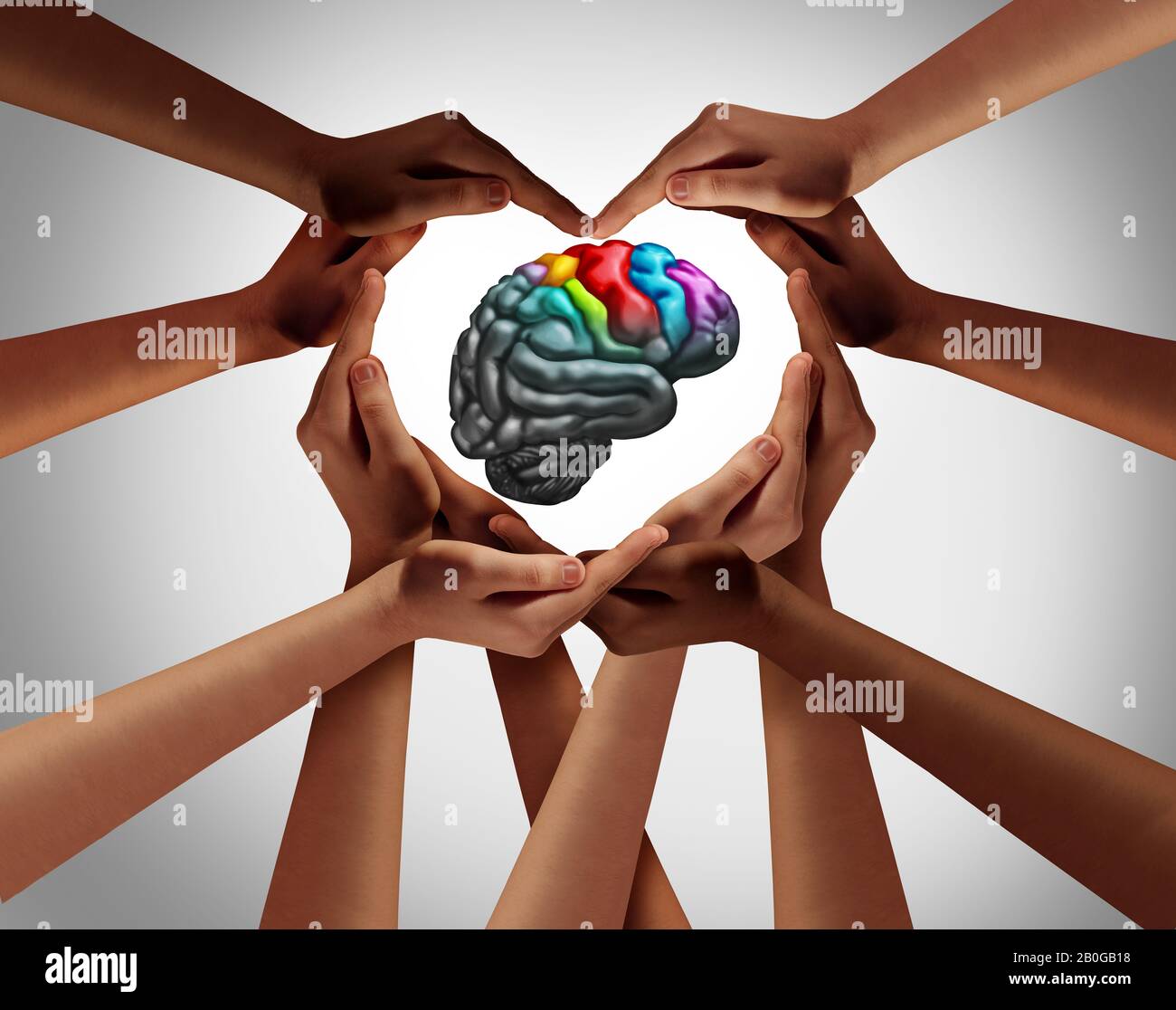 Mental help and psychology support or autistic brain and autism disorder symptoms or Asperger syndrome as a neurology icon and psychiatry or dementia. Stock Photo